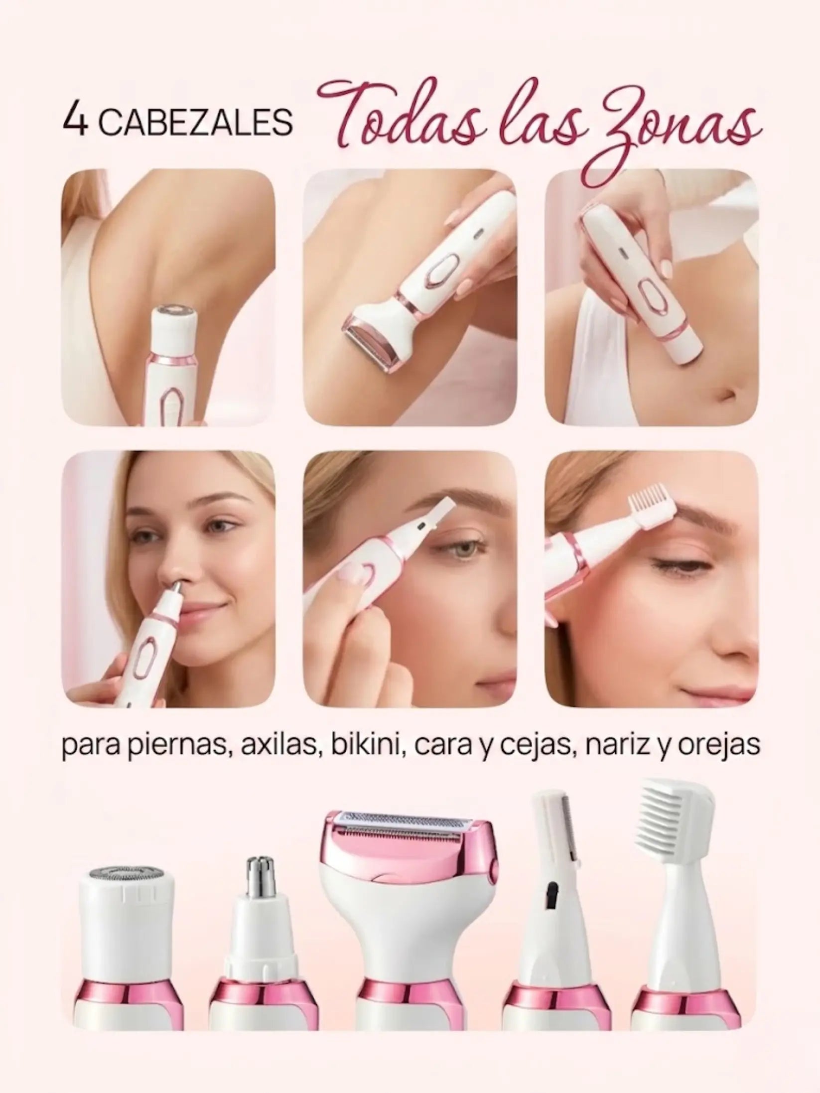 Depiladora eléctrica 4 en 1 - Sin irritaciones