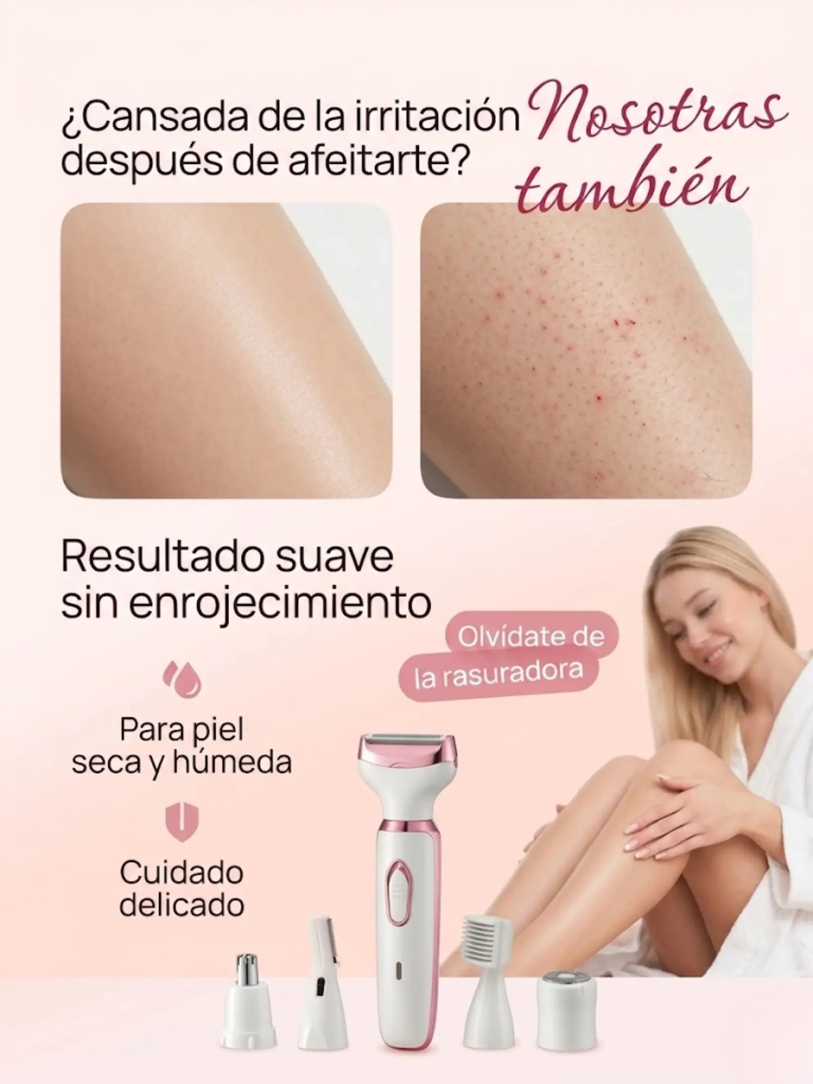 Depiladora eléctrica 4 en 1 - Sin irritaciones